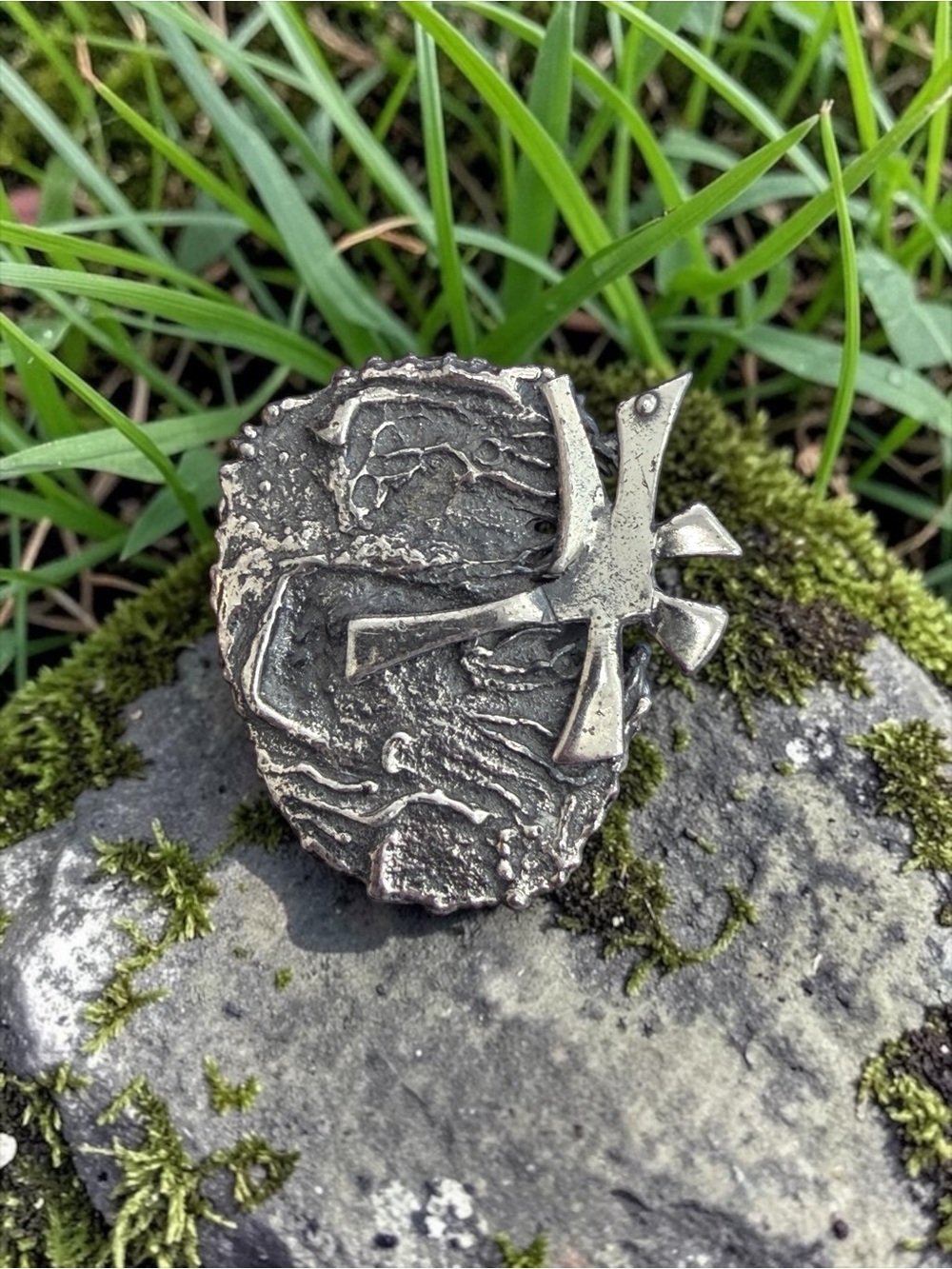 Vintage Guy Vidal Brutalist Pewter Brooch / Pin
